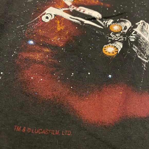 Vintage 90s Star Wars X Wing Fighter Death Star Single Movie Promo Tee Large - Picture 4 of 8